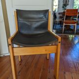4 Ibisco wood and leather chairs