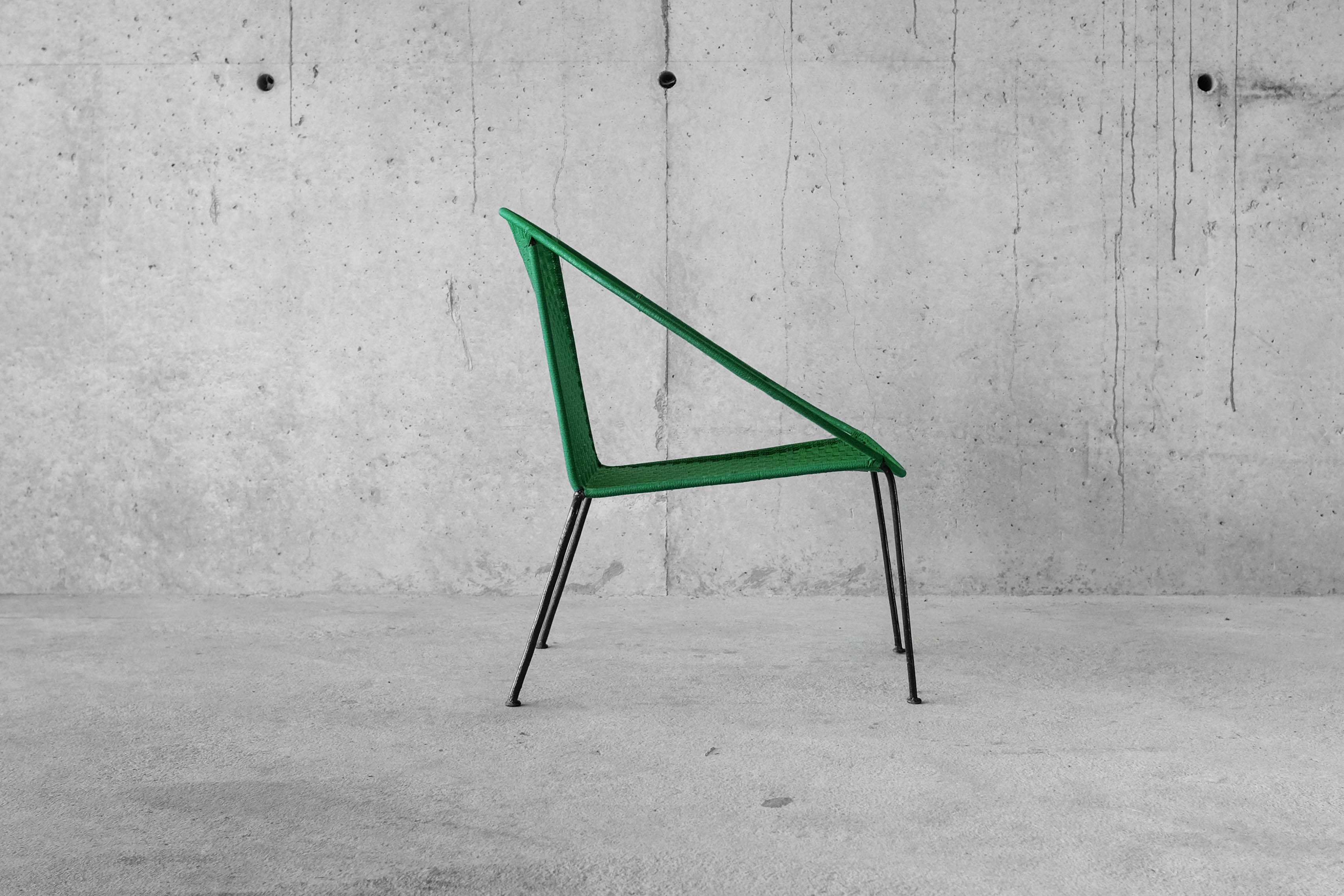 Armchair metal structure and green ropes 1960