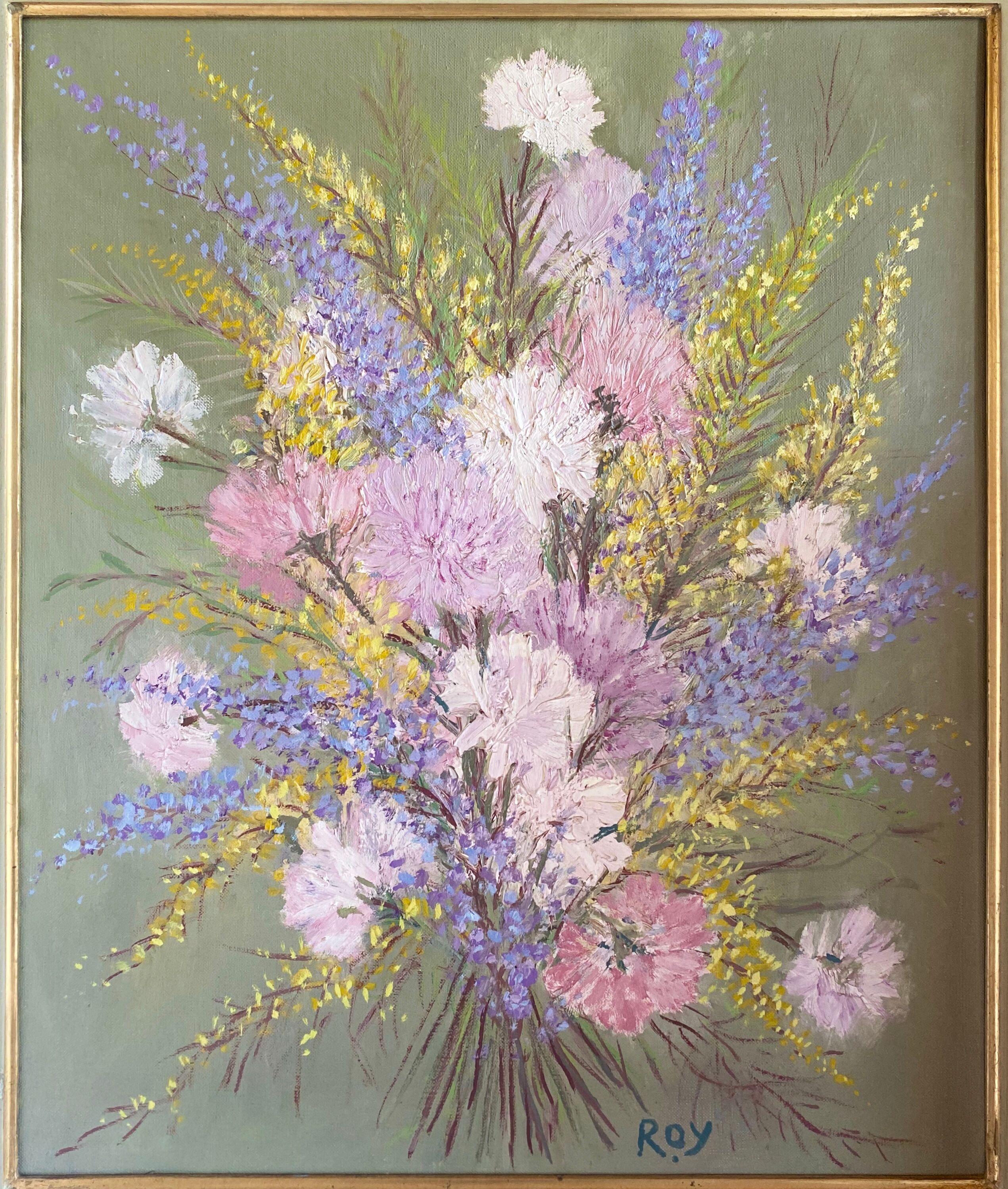 Ancient painting, still life with wildflowers 60/80s