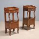 Antique walnut bedside tables with drawer, Italy, 19th century.