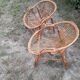 Pair of bamboo and rattan "basket" armchairs