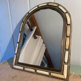 Oriental brass and bone mirror