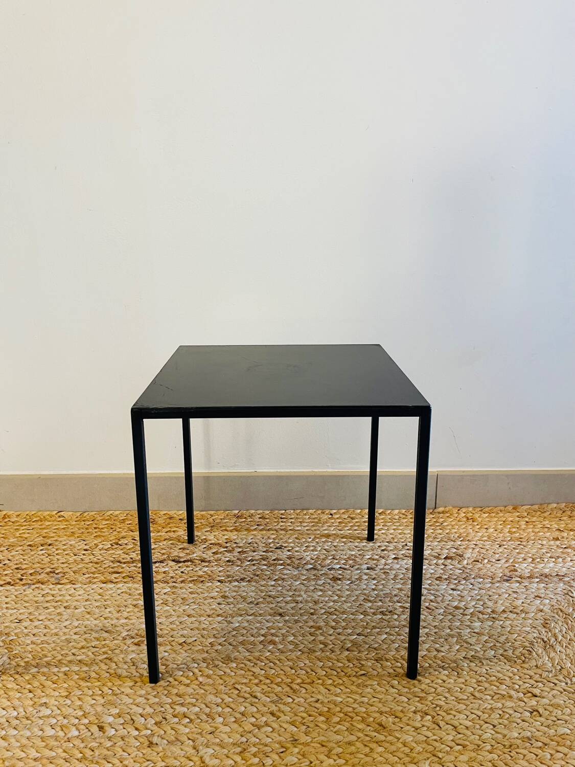 Black coffee table in raw steel Domino model Caravane brand