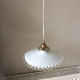 Old hanging lamp in dented opaline