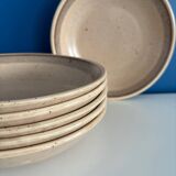 Lot de 6 Assiettes Creuses en Grès Signées Sarreguemines - Style Vintage Ru