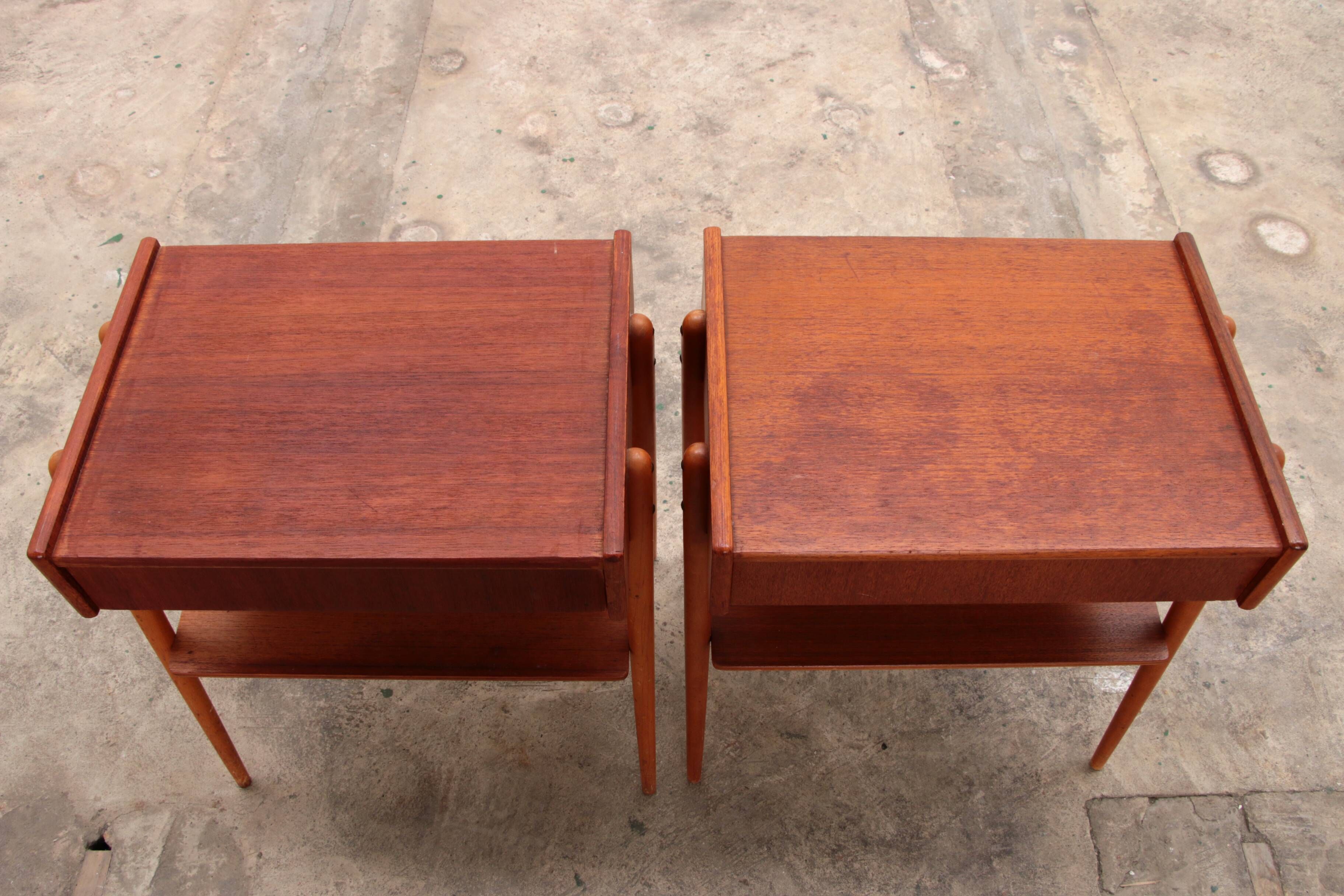 A set of teak bedside tables AB Carlstrom and Sweden from the 1960s