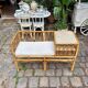 1960s beige rattan and cotton bench