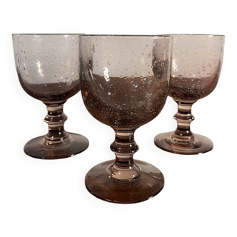 Bubbled stemmed glass, handcrafted