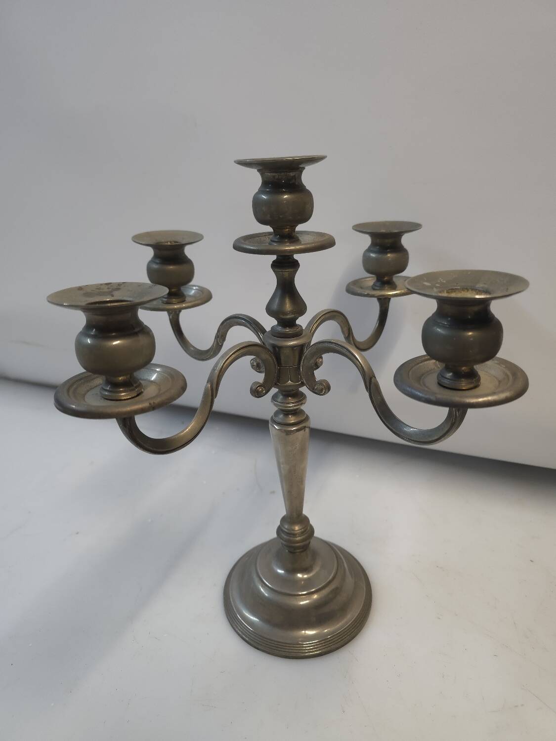 Chandelier 5 branches en métal argenté 