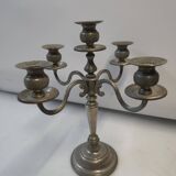 Chandelier 5 branches en métal argenté 