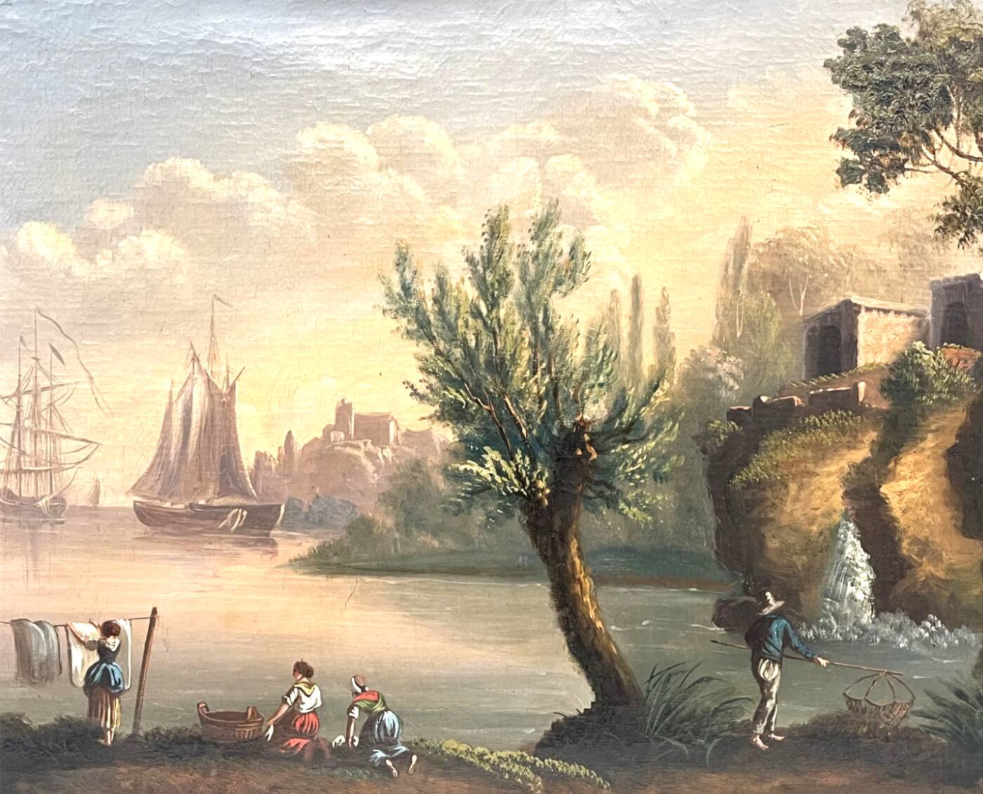 French school of the 19th century. Port scene. Oil on canvas, framed.