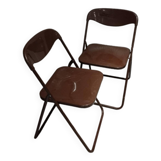 Pair of 2 folding chairs, design by Niels Gammelgaard - 1976s - vintage.