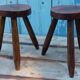 Duo de tabourets tripode de ferme