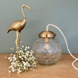 Vintage art deco glass globe portable lamp or table lamp