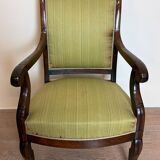 Pretty Empire period office armchair in mahogany with patterned tapestry