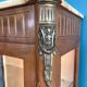 Old Louis XV showcase in marquetry and windows 3 faces early twentieth century