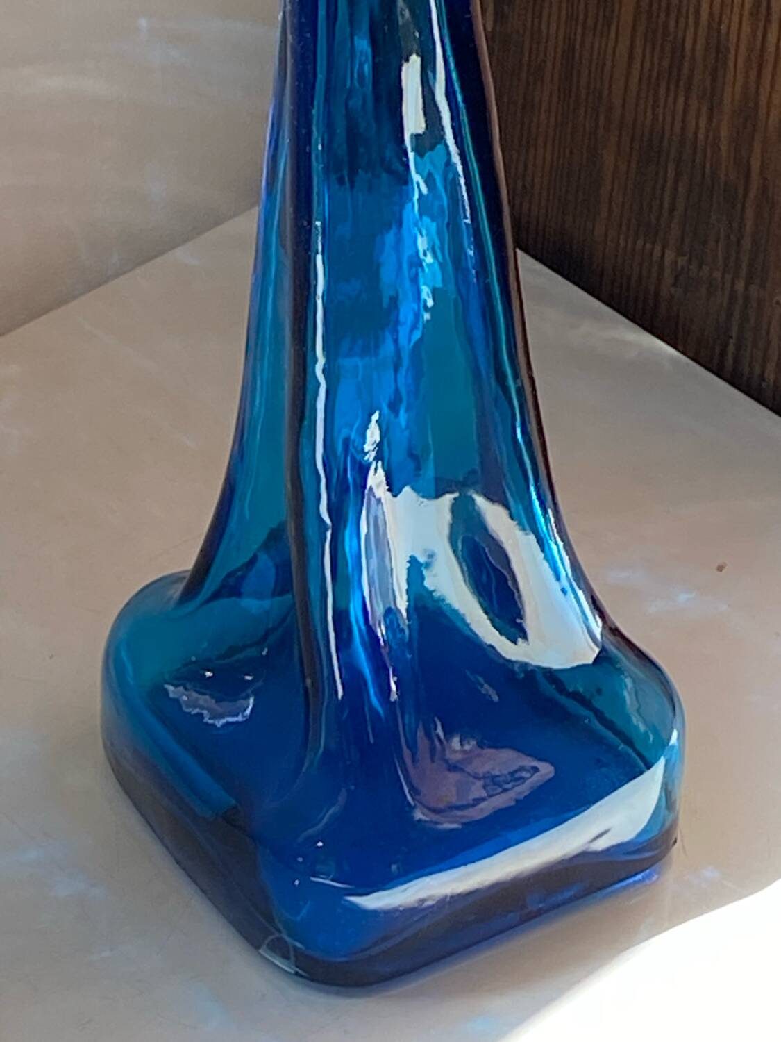 Blue glass vase, 1960s, Gunther Lambert