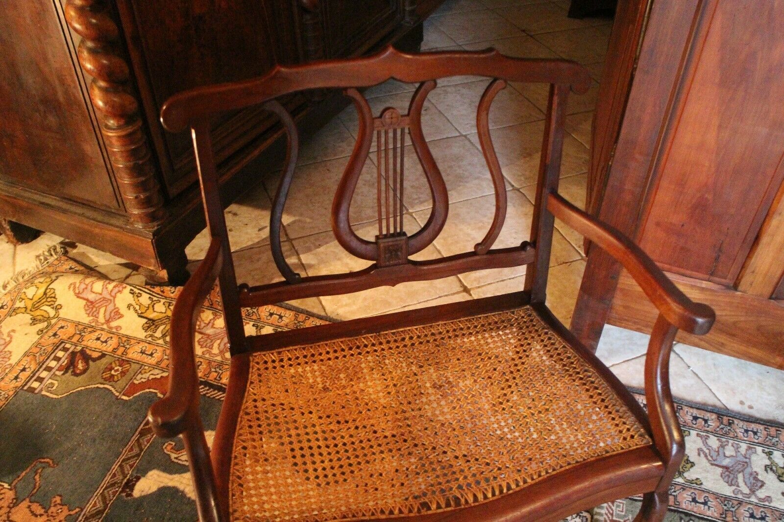 Louis 15 style canne seating child bench