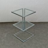 Piece of chrome sofa 2 glass shelves from 1970