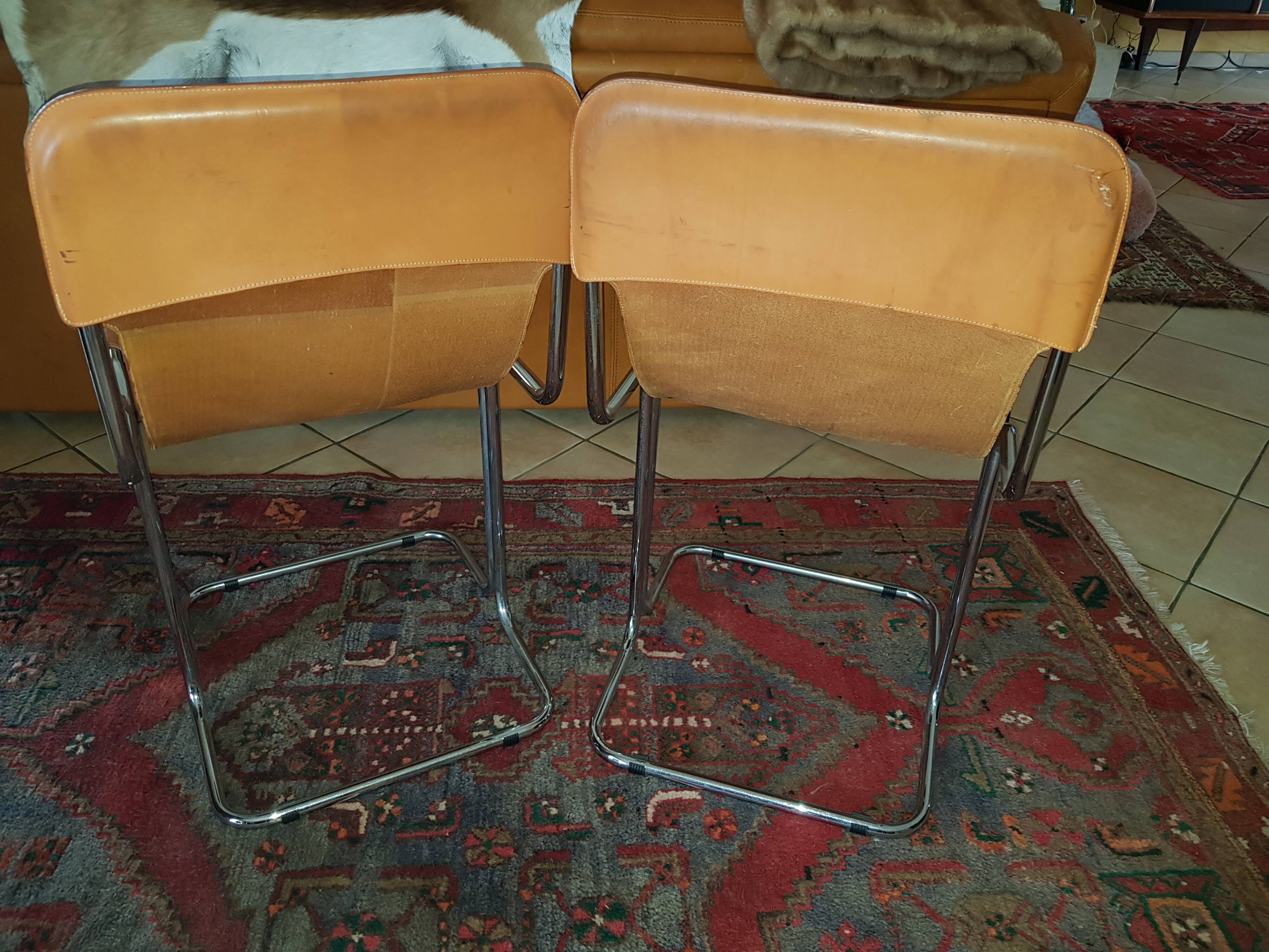 Leather and chrome chairs 1970