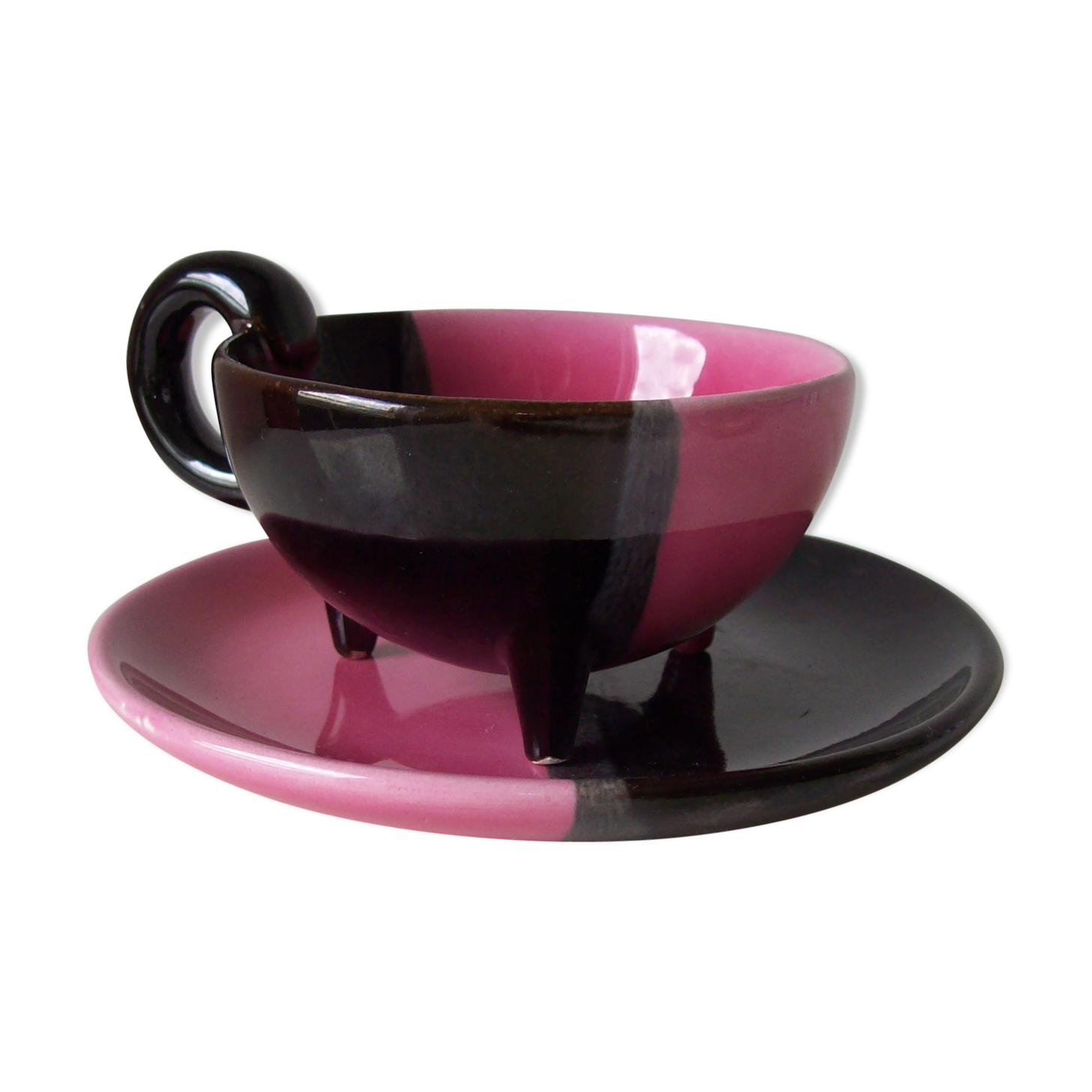 Coffee cup and saucer Vallauris signed Luc