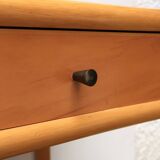 Bedside or side table in wood, bamboo and rattan, 1970s