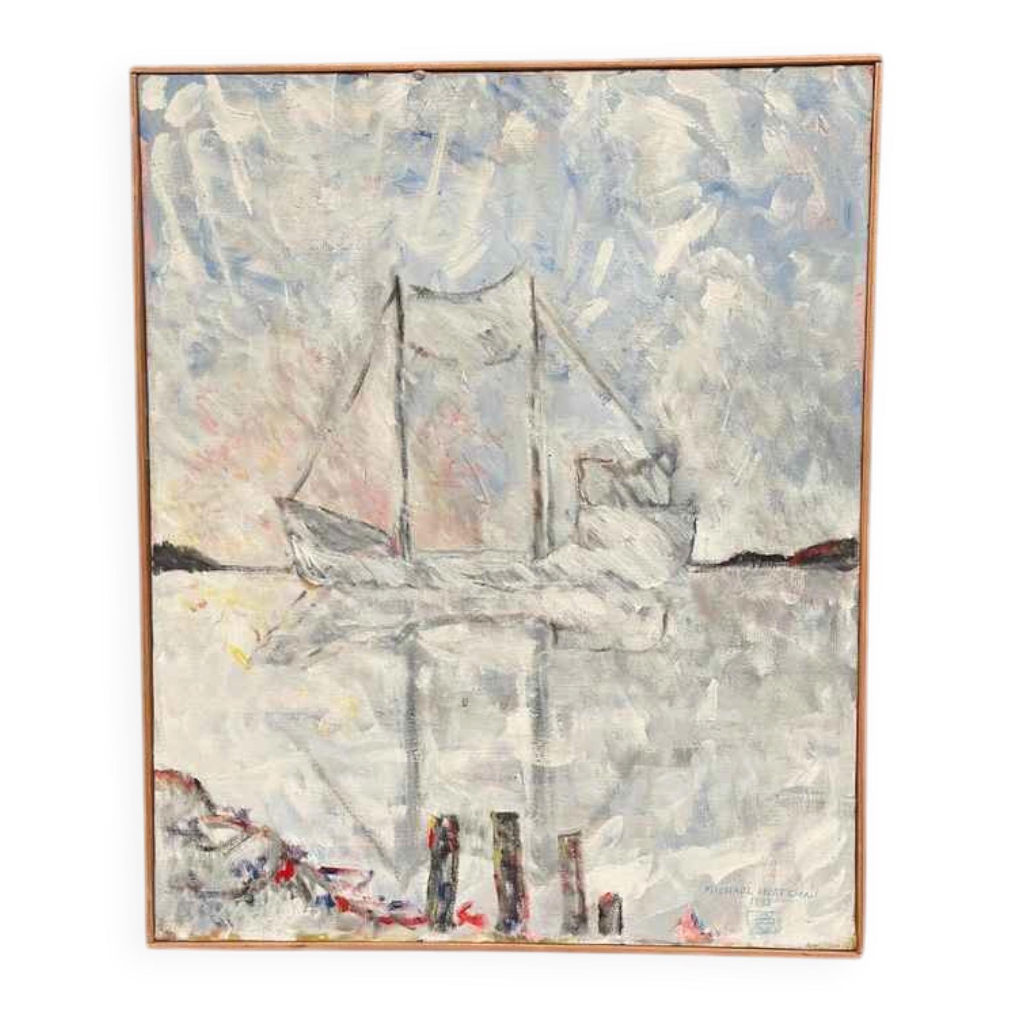 Huile sur toile suédoise – « Silhouette du bateau » par Michael Hertzman