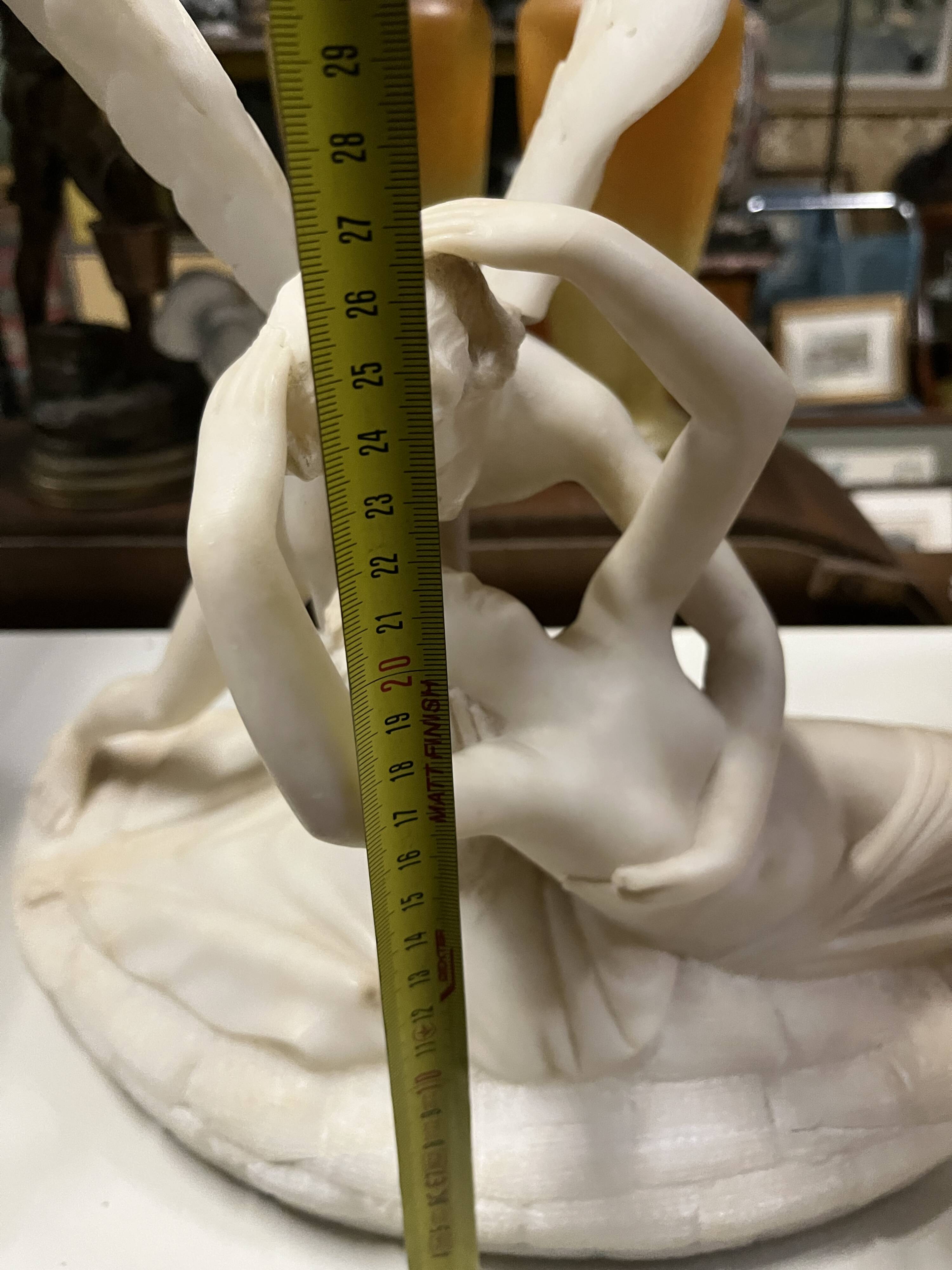 Alabaster sculpture – Psyche revived by Cupid’s kiss – after An