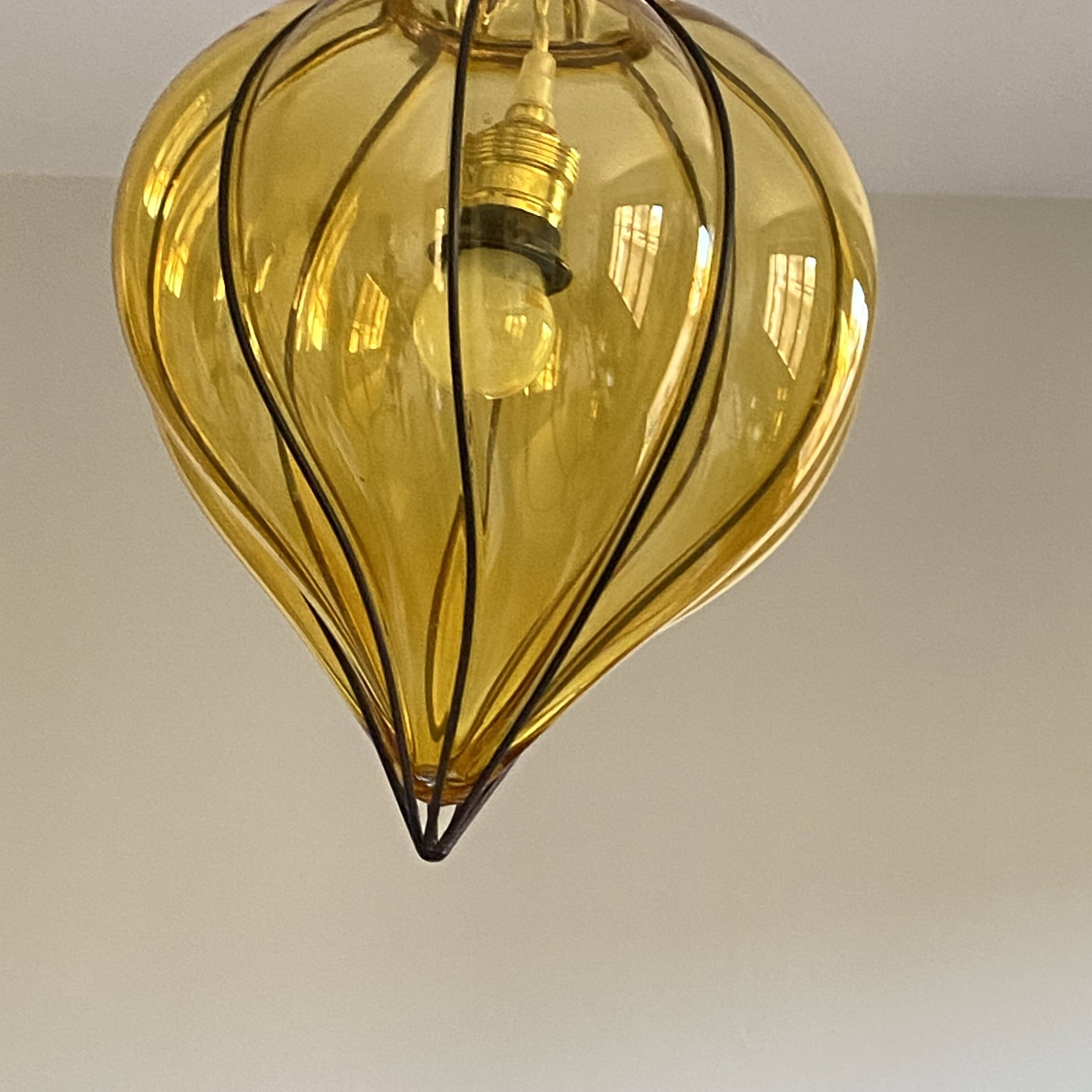 Antique Venetian lantern cage glass chandelier pendant light