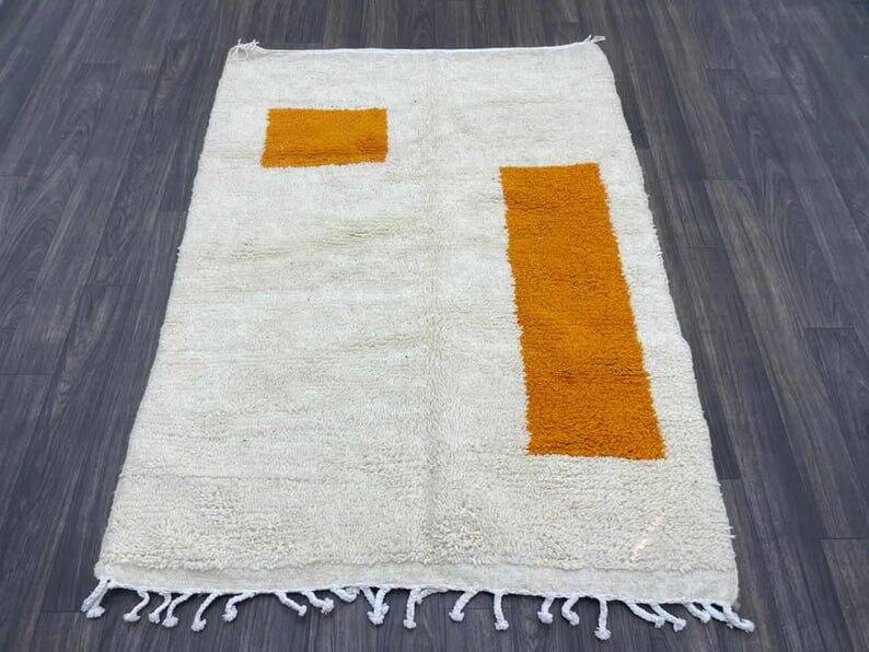 Orange handmade pure wool rug