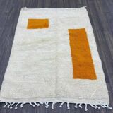 Orange handmade pure wool rug