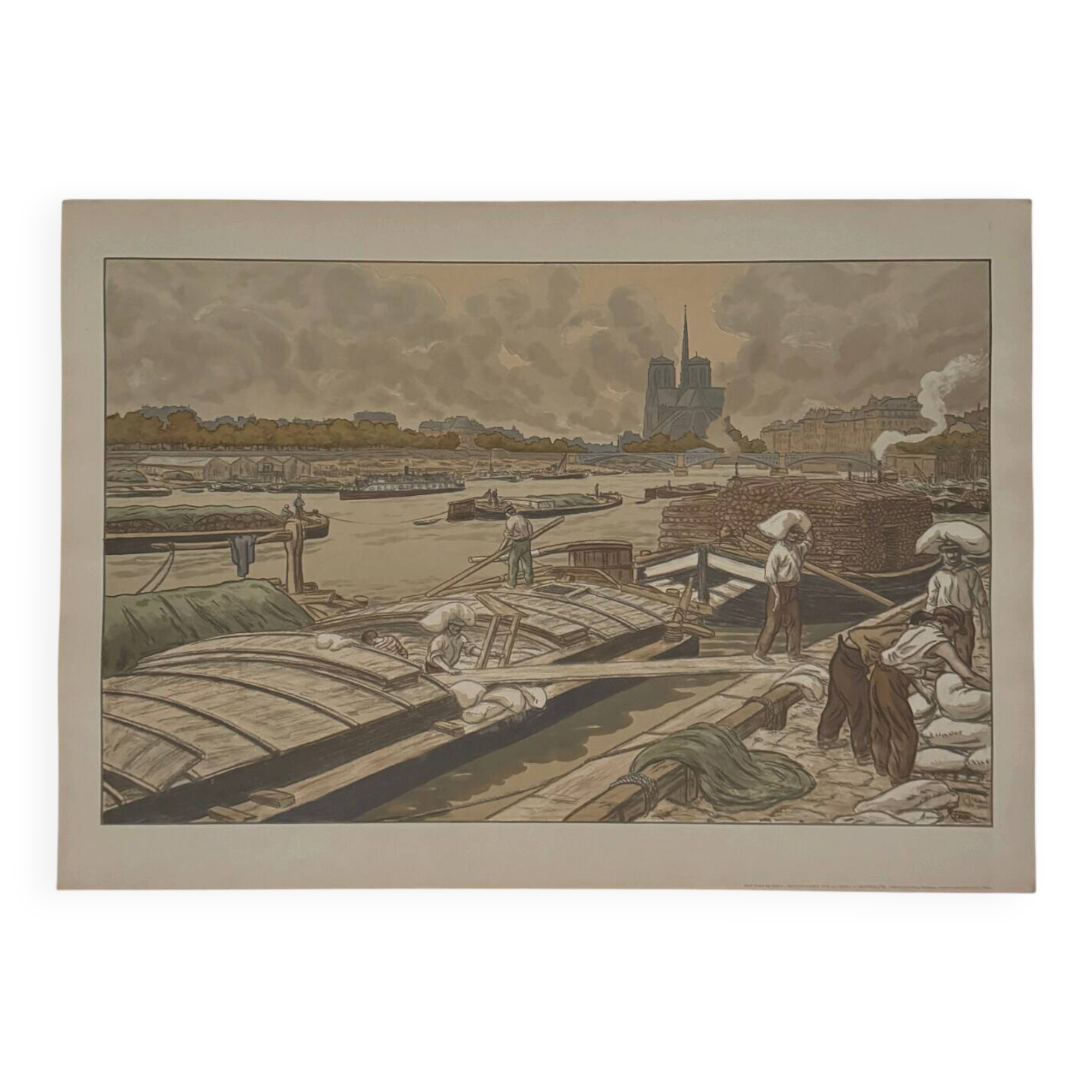 Lithograph by Henri Rivière, Parisian Landscapes - The Quai d'Austerlitz