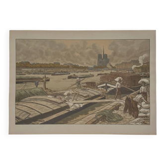 Lithograph by Henri Rivière Parisian Landscapes - The Quai d'Austerlitz
