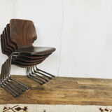 Series of 5 retro vintage stackable chairs flototto pagholz by adam stegner 1960 1970