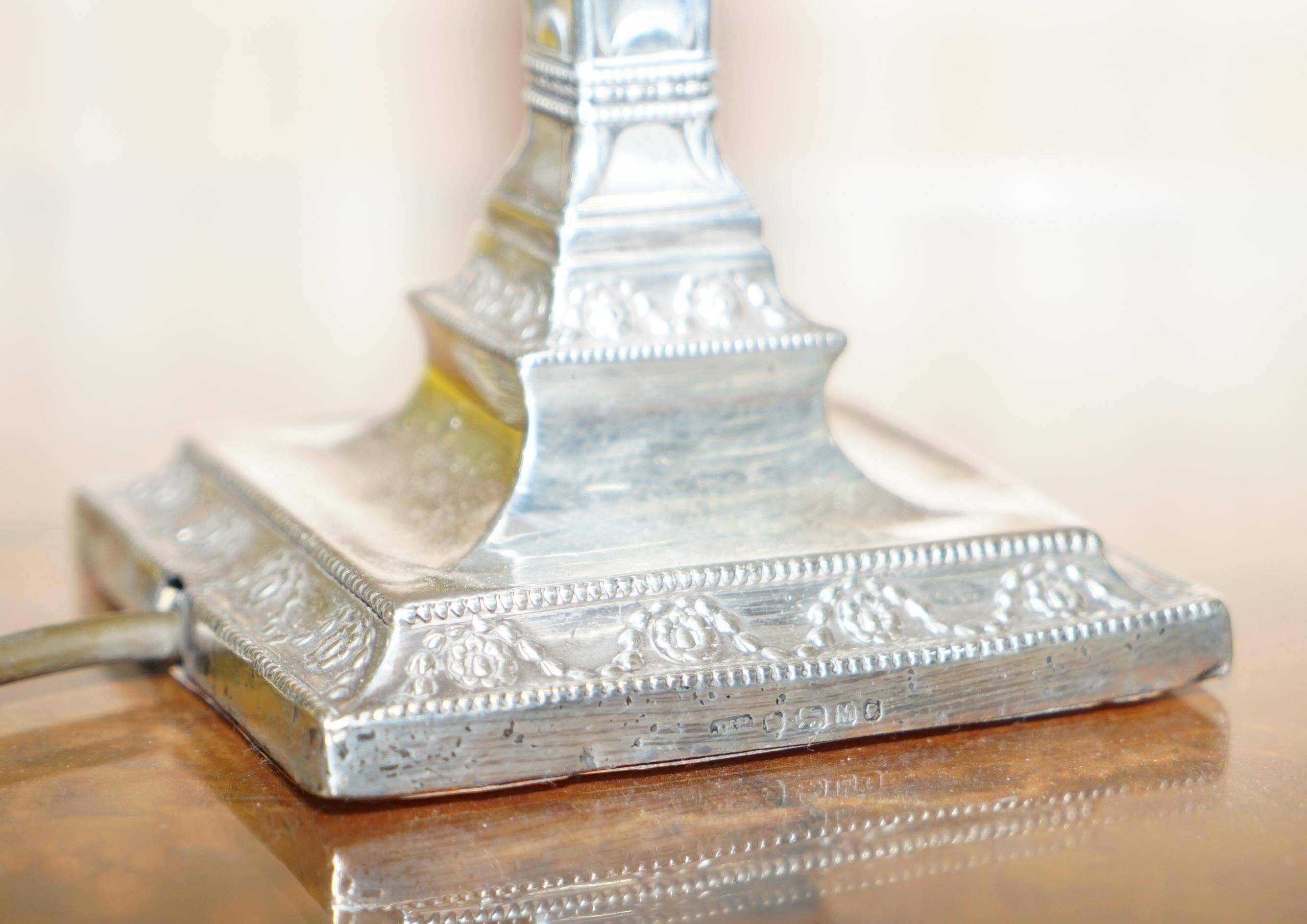 Paire lampes candélabres corinthiennes argent sterling James Bembridge 1879