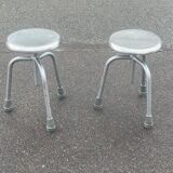 Set of adjustable Danish industrial metal stools, 1968