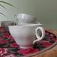 5 pale green cups | almond petals | Grindley England 1950