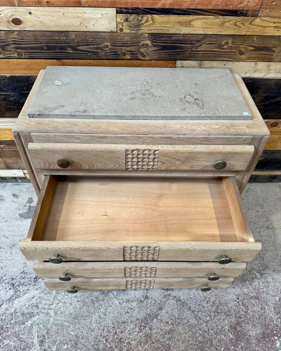 Art Deco commode in sandblasted oak