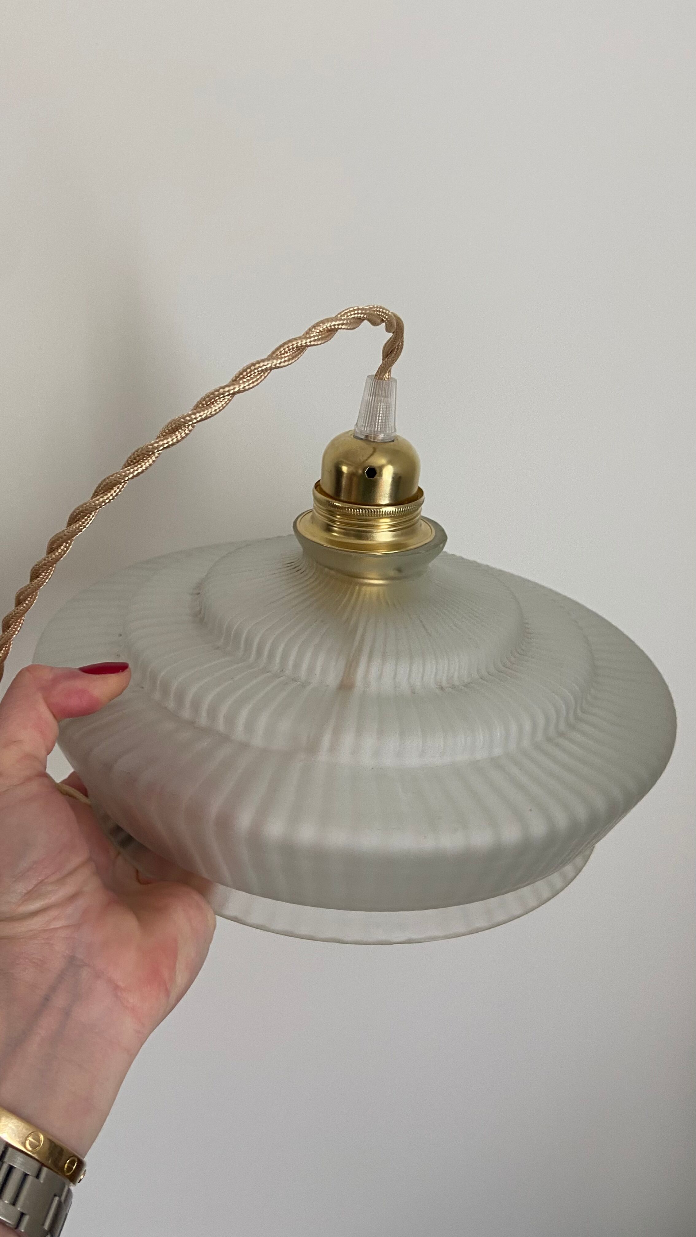 Vintage frosted glass pendant lamp