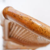 Vintage organic style chair in faux bamboo and caning - 1960s