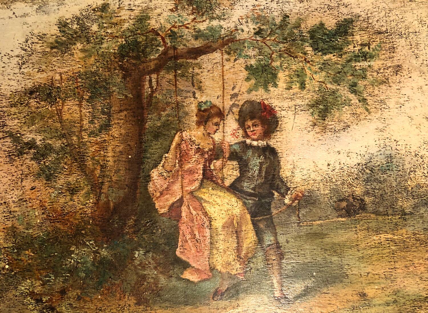 Old Decorative Golden Wood Plate