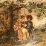 Old Decorative Golden Wood Plate