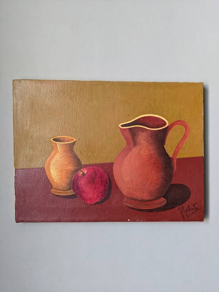 Oil painting on canvas, contemporary still life, countryside decoration