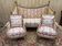 Sofa and pair of armchairs – Louis XVI period – Refinished wood and fabric