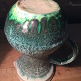 Ceramic pitcher Accolay cracked green
