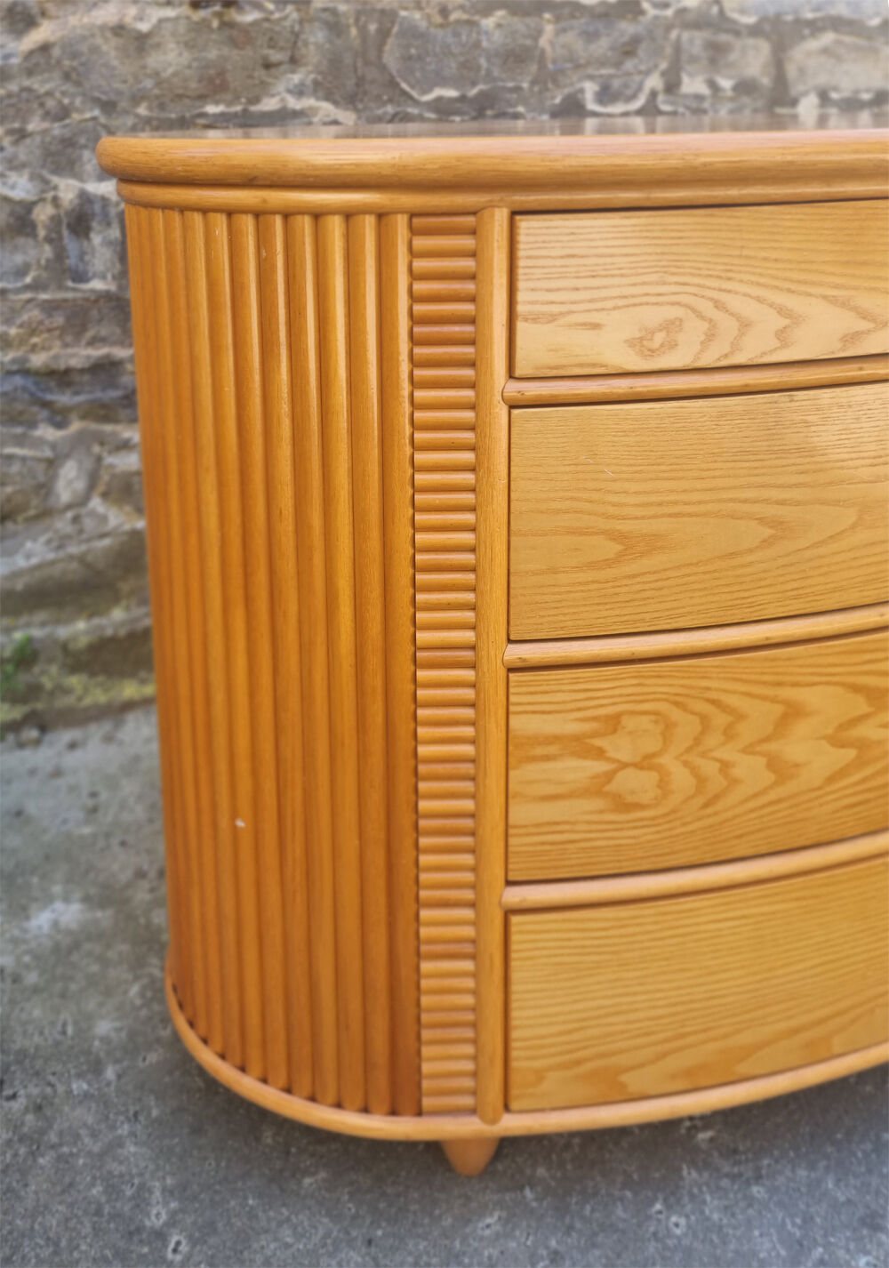 Commode bois, bambou et rotin, Cerda, vintage, années 80