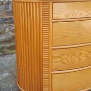 Wood, bamboo and rattan chest of drawers, Cerda, vintage, 80s