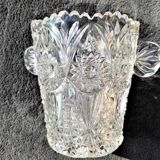 crystal ice bucket with 2 vintage handles