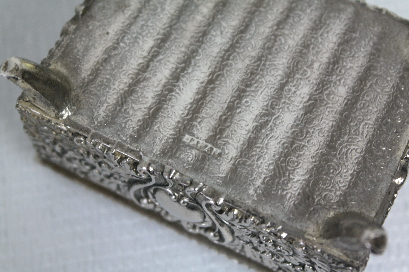 Vintage Silver Metal Jewelry Box Japan