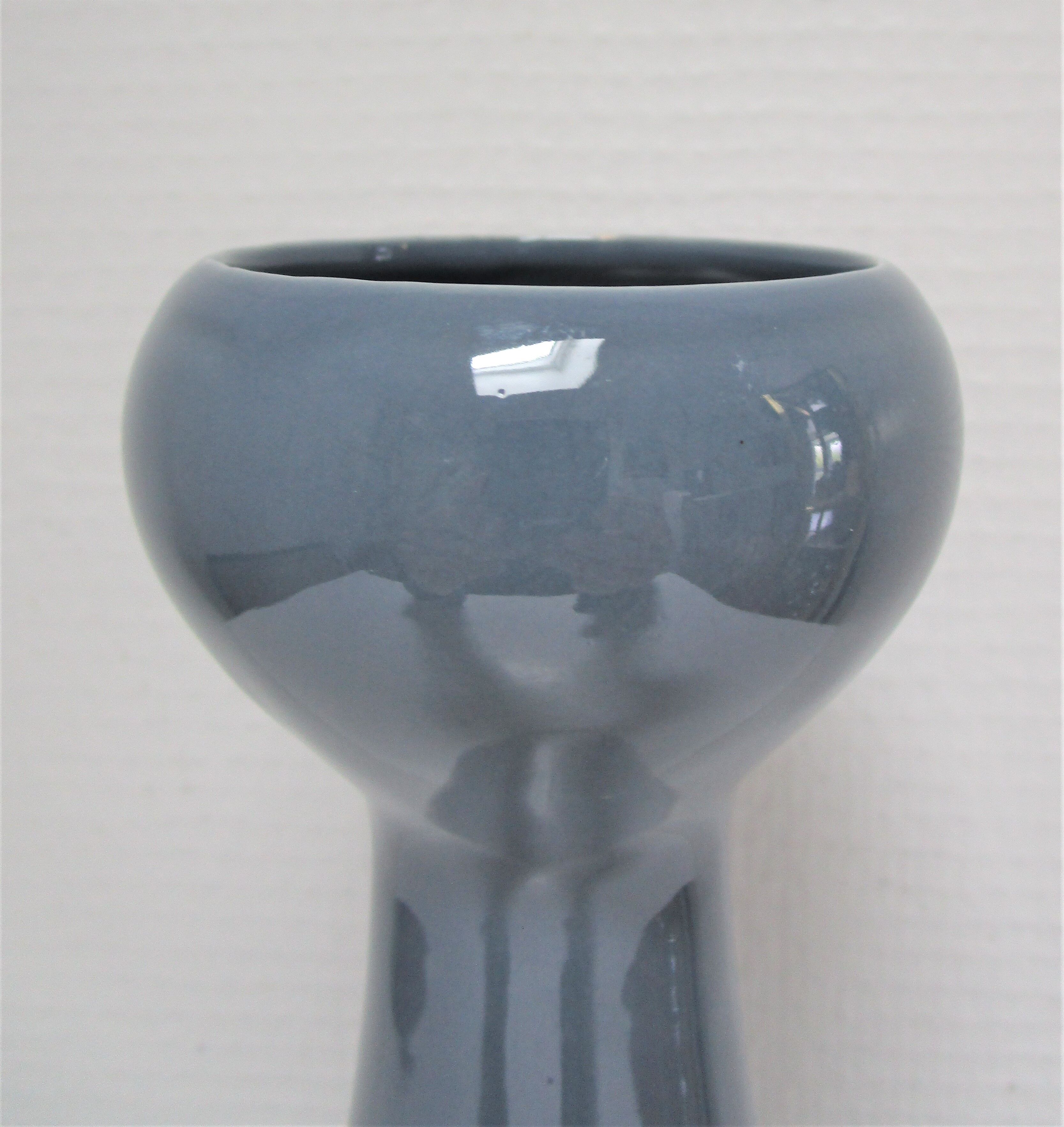 Blue blue grey glazed ceramic hyacinth vase design 70s - 80s